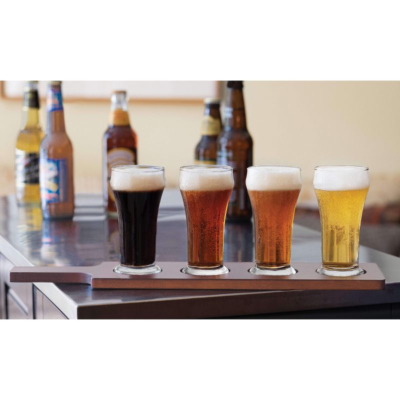 Libbey Craft Brew Beer Flight Glasses 6oz with Wooden Carrier - 5pc Set, 2 of 4