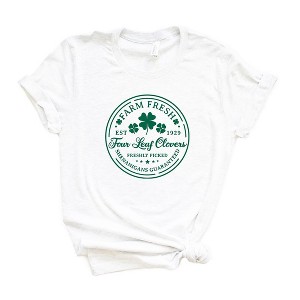 Simply Sage Market Women's Farm Fresh Four Leaf Clovers St. Patrick's Day  Short Sleeve Graphic Tee - 1 of 3