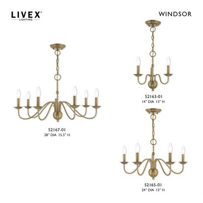 Elegant Antique Brass 5-Light Taper Candle Chandelier