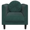 vidaXL Velvet Accent Sofa Chair - Dark Green, Living Room Armchair with Cushion and Pillow, 28x30.3x27.6 inch, Comfort Seating - 3 of 4