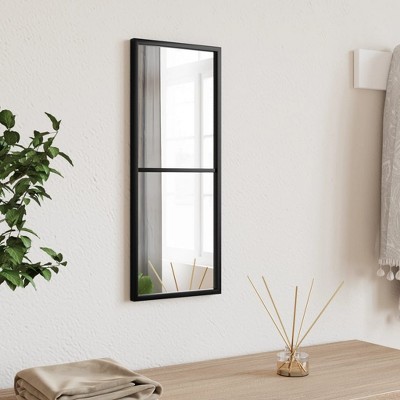 vidaXL Wall Mirror - Black, Rectangle, Wall-Mounted, 7.9"x19.7", Powder-Coated Iron and Glass Ideal for Bedroom, Living Room, Hallway, Bathroom