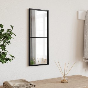 vidaXL Wall Mirror - Black, Rectangle, Wall-Mounted, 7.9"x19.7", Powder-Coated Iron and Glass Ideal for Bedroom, Living Room, Hallway, Bathroom - 1 of 4