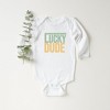 The Juniper Shop Block Checkered Lucky Dude Baby Long Sleeve Bodysuit - 2 of 3