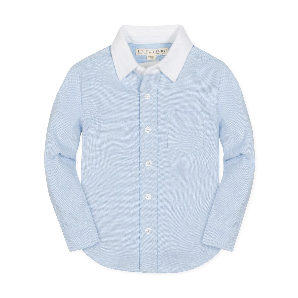 Hope & Henry Boys' Long Sleeve Pique Button-Down Shirt, Kids
