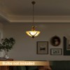 YIYIBYUS Rustic Frosted Glass Bowl Shade Antler Pendant Light - 2 of 4
