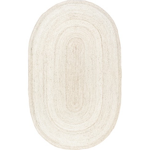 Nuloom Hand Woven Farmhouse Jute Area Rug, Oval 6' X 9', Off White : Target