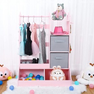 Kid Clothes Hanger with Lighted Mirror Girl Dress-Up Storage Armoire Clothing Rack and Storage Bin - 1 of 4
