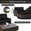 Tangkula Rattan Loveseat Set Daybed Lounge Storage Ottoman Side Tables Adjust Patio Black - 2 of 4