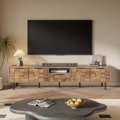 Modern TV Stand for TVs up to 85", Media Console with Open Shelf and Two Large Cabinets, Entertainment Cabinet for Living Room-The Pop Home