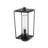 Sheridan 1-Light Outdoor Post Mount Fixture - Black Steel Lantern with Seedy Glass Shade - 2 of 4