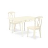 East West Furniture 3 Pc Kitchen Table set - Robust Two 9-Inch Drop Down Leaves Solid Wood Dinette Table & 2 Wooden Seat Dining Chairs,  White - 2 of 4