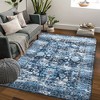 Machine Washable Rug Indoor Vintage Persian Distressed Area Rug Floral Print Throw Rugs for Living Room - 3 of 4
