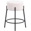 Shearling Fabric Counter Stool 24.2"H, Ivory & Black Finish With Powder-Coated Steel Frame (Set of 2) by Zuo Modern - 3 of 4