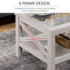 Farmhouse Style Coffee Table with Wood Frame, Tempered Glass Tabletop and Underneath Storage Shelf, Side Table for Living Room, 39.25inx21.75in, - 3 of 4
