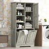 JANSNO Bathroom Storage Cabinet with Doors, Drawers & Adjustable Shelf, Freestanding Tilt-Out Laundry Hamper Organizer - 4 of 4
