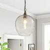 Modern Clear Glass Pendant Light 1-Light, Hand-Blown Dome Shade with Swirl Design - 2 of 4