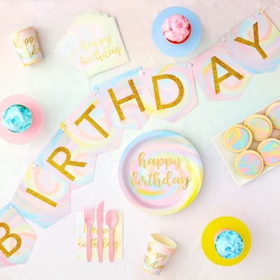147-Piece Pastel Tie Dye Birthday Party Supplies Set
