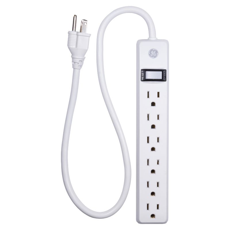 GE 6 Outlet Power Strip Black/White, 1 of 10