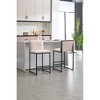 Upholstered Linen Counter Height Bar Stools Set of 2 with Metal Footrest and Frame for Kitchen, Dining Room, or Bar - 2 of 4