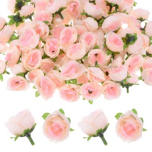Unique Bargains Silk Plastic Small Faux Rose Artificial Flower Heads 1.2 inch - 1 of 4