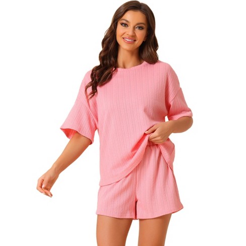 cheibear Womens Satin Lounge Lace Trim Cami Tops with Shorts Sleepwear  Pajamas Sets Pink Medium