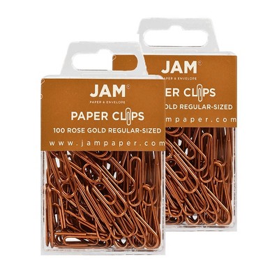 JAM Paper Colored Standard Paper Clips Small 1 Inch Rose Gold Paperclips 21832057A