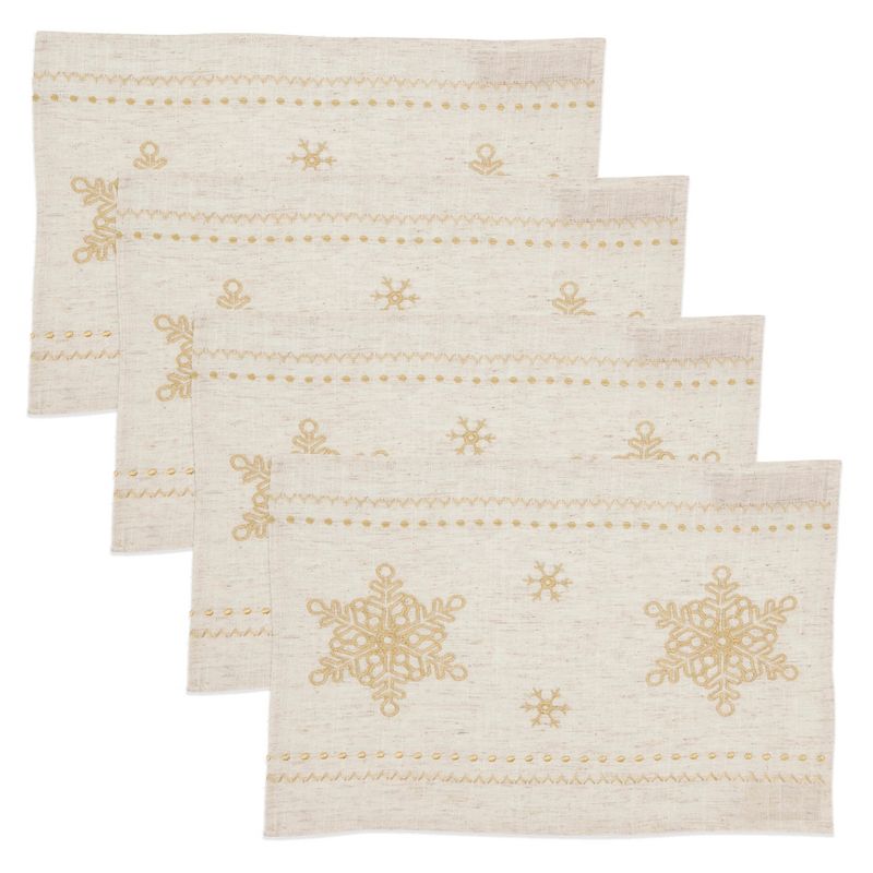 Saro Lifestyle Dazzling Embroidered Snowflake Placemat (Set of 4), 3 of 5