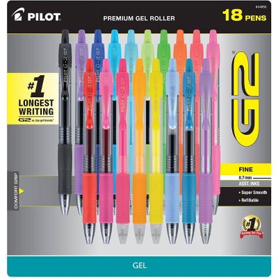 Pilot 18ct G2 Premium Retractable Gel Ink Pens Fine Point 0.7mm