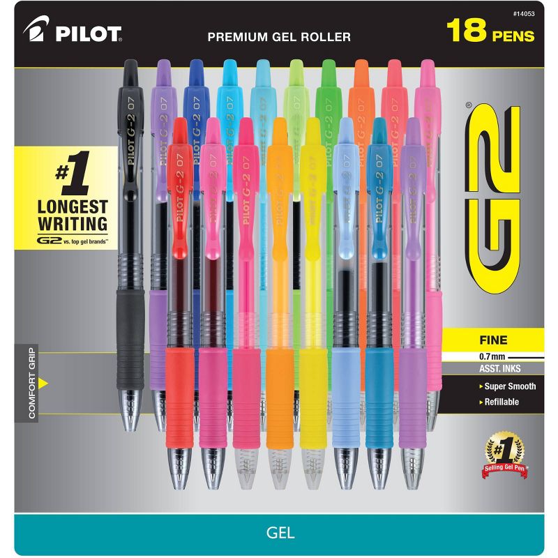 Pilot 18ct G2 Gel Pens Fine Point 0.7mm Assorted Inks, 1 of 7