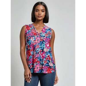 Jones New York Sleeveless V-Neck Pleat Front Blouse - 1 of 3