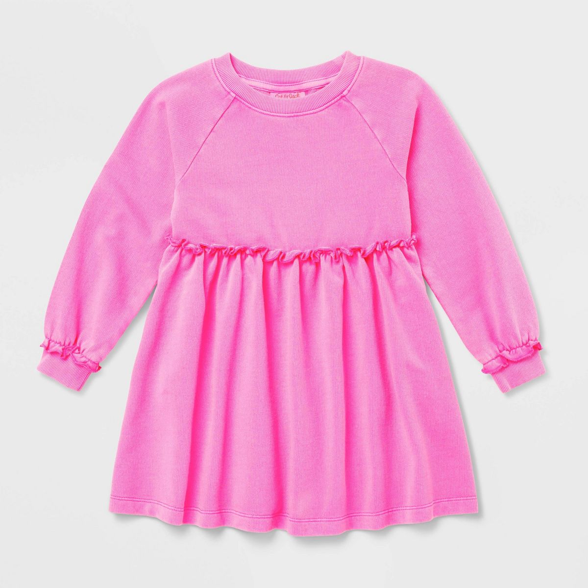 Toddler Girls' Solid French Terry Long Sleeve Dress - Cat & Jack™ - thumbnail 6