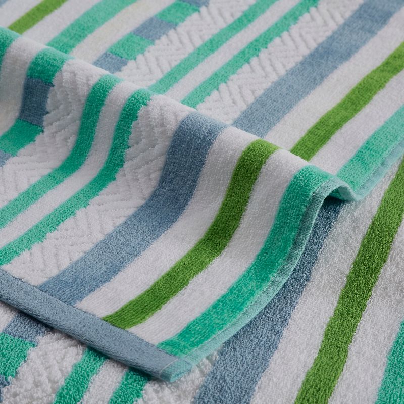 Textured Cotton Oversized Stripe Beach Towels (Set of 2) by Blue Nile Mills, 3 of 7