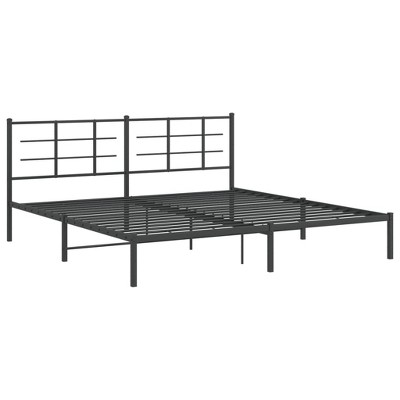 vidaXL Elegant King Metal Bed Frame-Black Powder-Coated Steel-Modern Bedroom Furniture