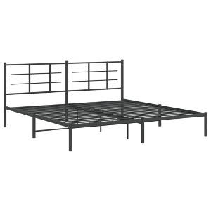 vidaXL Elegant King Metal Bed Frame-Black Powder-Coated Steel-Modern Bedroom Furniture - 1 of 4