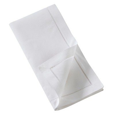White Cotton Napkins with Lavender Embroidery, Set of 6
