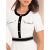 Hobemty Women's Round Neck Short Sleeve Contrast Color Elegant Sheath Pencil Dresses - 4 of 4