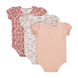 Nicole Miller Baby Girls Short Sleeve Cotton Bodysuit, 3 Pack - 1 of 2