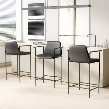 Stool with Arm Black- Boss Office Products