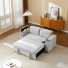 Fabric Sleeper Sofa Bed with Convertible Pull-Out Bed and Armrests with Cup Holders - 3 of 4