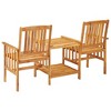 vidaXL Patio Chairs with Tea Table and Cushions Solid Acacia Wood - 4 of 4