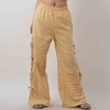 Women Everyday Checked Elastic Waist Side Strape Bowtie Casual Loungewear Pants Cherie Code - 2 of 4