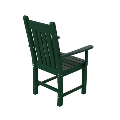Dark Green HDPE Outdoor Dining Armchair with Fixed Arms