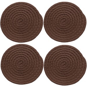 Home Mart Goods Brown Extra Thick Woven Trivet Round Placemats Natural Cotton Hot Potholder Mat Heat Resistant - 9"x9"(Pack of 4) - 1 of 4