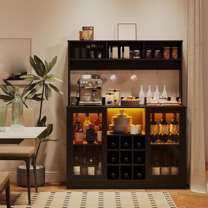 Wine Bar Cabinet, Coffee Bar Cabinet with Storage Shelf, Modern Liquor Cabinet, Sideboard Buffet Cabinet for Living Room Dining Room Kitchen - 1 of 4