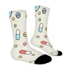 Pills Pattern Women Printed Crew Socks Funny Funky Socks Soft Polyester Novelty Gifts for Artists Men - 3 of 4