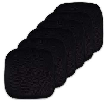 Sweet Home Collection U-Shape Molded 100% High Density Memory Foam Chair  Pads With Ties, Black, 12 Pack