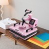 VEVOR Heat Press Machine, 12 x 15 inch, 5 in 1 Heat Transfer Machine with 30 oz Tumbler Press, 360° Swing Away T-Shirt Pressing, Pink - 2 of 4