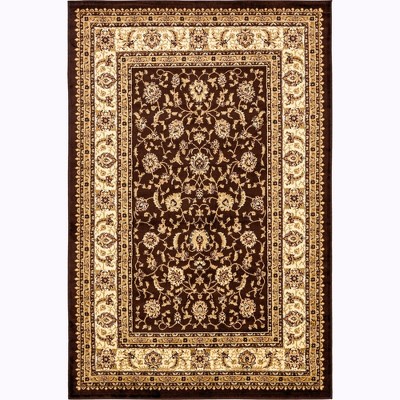 Elegant Brown Synthetic 6' x 9' Easy-Care Rectangular Rug