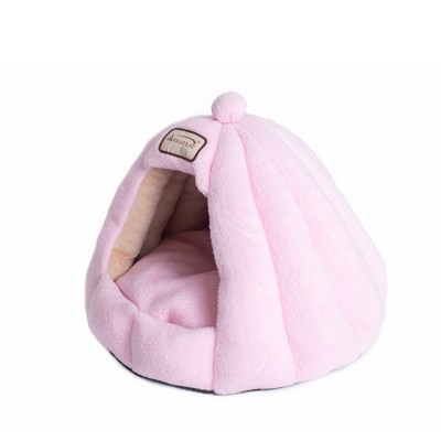 Small Soft Pink Fleece Cave Pet Bed