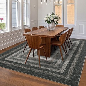 8x10 Large Machine Washable Rug Modern Bordered Living Room Rug Soft Ultra-Thin Braided Print Rug Non Slip Non Shedding Stain Resistant Indoor Carpet - 1 of 4